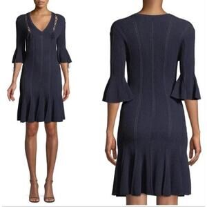 JONATHAN SIMKHAI V-Neck Linked Rib-Knit Dress w/ Lace-Up Detail Size Large